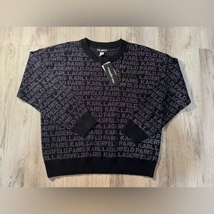 Karl Lagerfeld Black Logo Crewneck Sweater